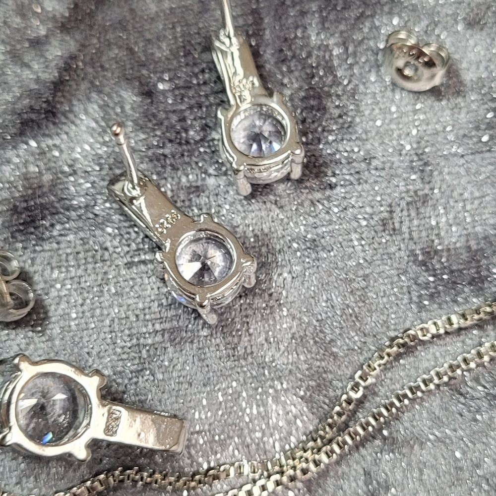 925S 18" Zircon Necklace with matching earrings - Picture 3 of 11